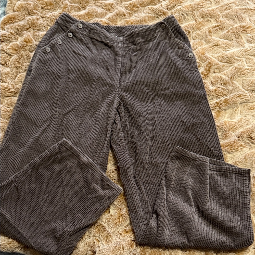 J Jill Brown Corduroy Pants with Side Button Detail - 12